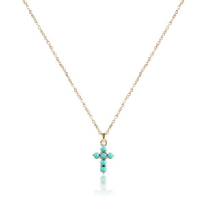CHIARA-FERRAGNI-TURQUOISE-J19AYT01-Κολιέ-Χρυσό-Με-Τιρκουάζ-Σταυρό