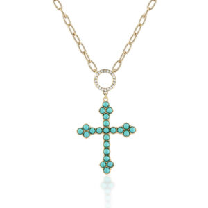 CHIARA-FERRAGNI-TURQUOISE-J19AYT03-Κολιέ-Χρυσό-Με-Τιρκουάζ-Σταυρό