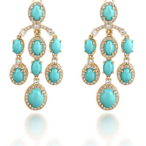 CHIARA-FERRAGNI-TURQUOISE-J19AYT06-Σκουλαρίκια-Χρυσά-Με-Τιρκουάζ-Πέτρες