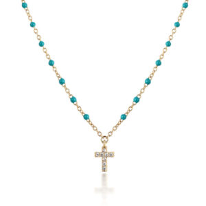 CHIARA-FERRAGNI-TURQUOISE-J19AYT07-Κολιέ-Χρυσό-Με-Τιρκουάζ-Πέτρες